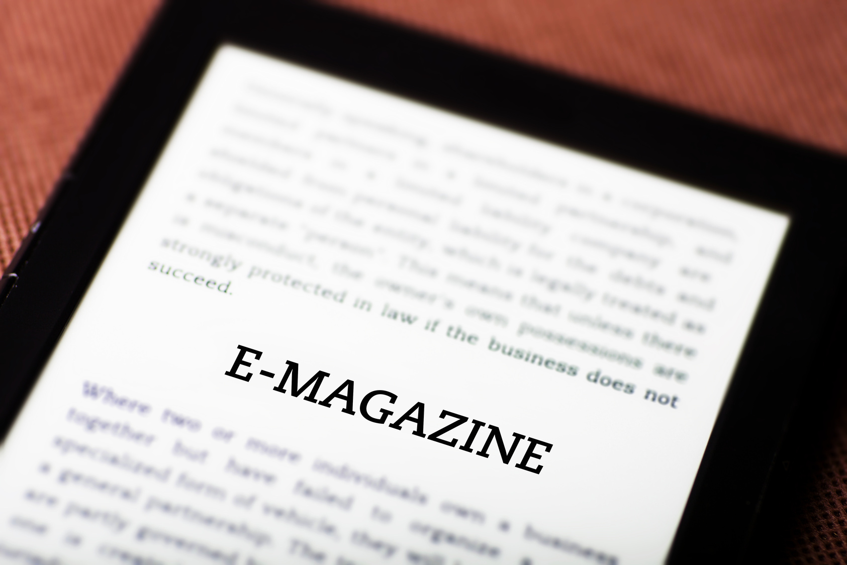 E-magazine on ebook, tablet concept